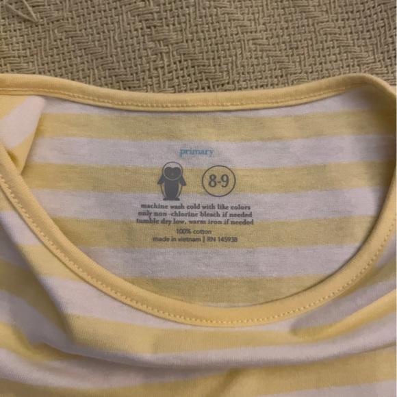 Girls Primary Yellow and White Striped Perfect Pocket Dress size 8-9 - Picture 4 of 5